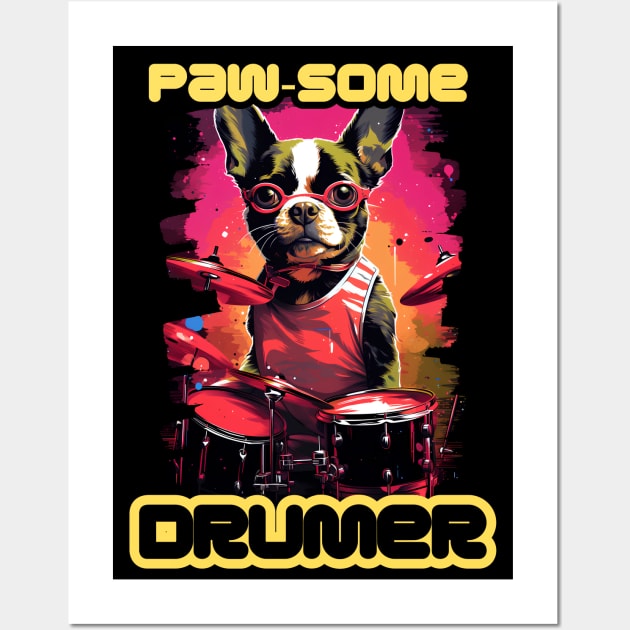 "Paw-some Drummer: Striped Dog with Beat" Wall Art by LionCreativeFashionHubMx